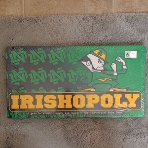 VINTAGE RARE NOTRE DAME-IRISHOPOLY BOARD GAME BRAND NEW FACTORY SEALED